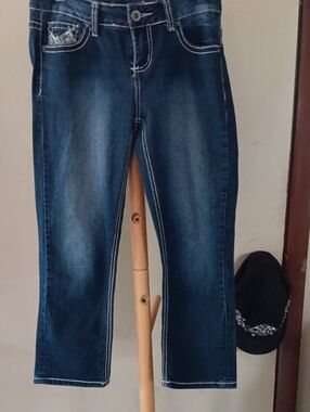 ZCO Dark Blue Cropped Stretch Jeans with Contrast Stitching